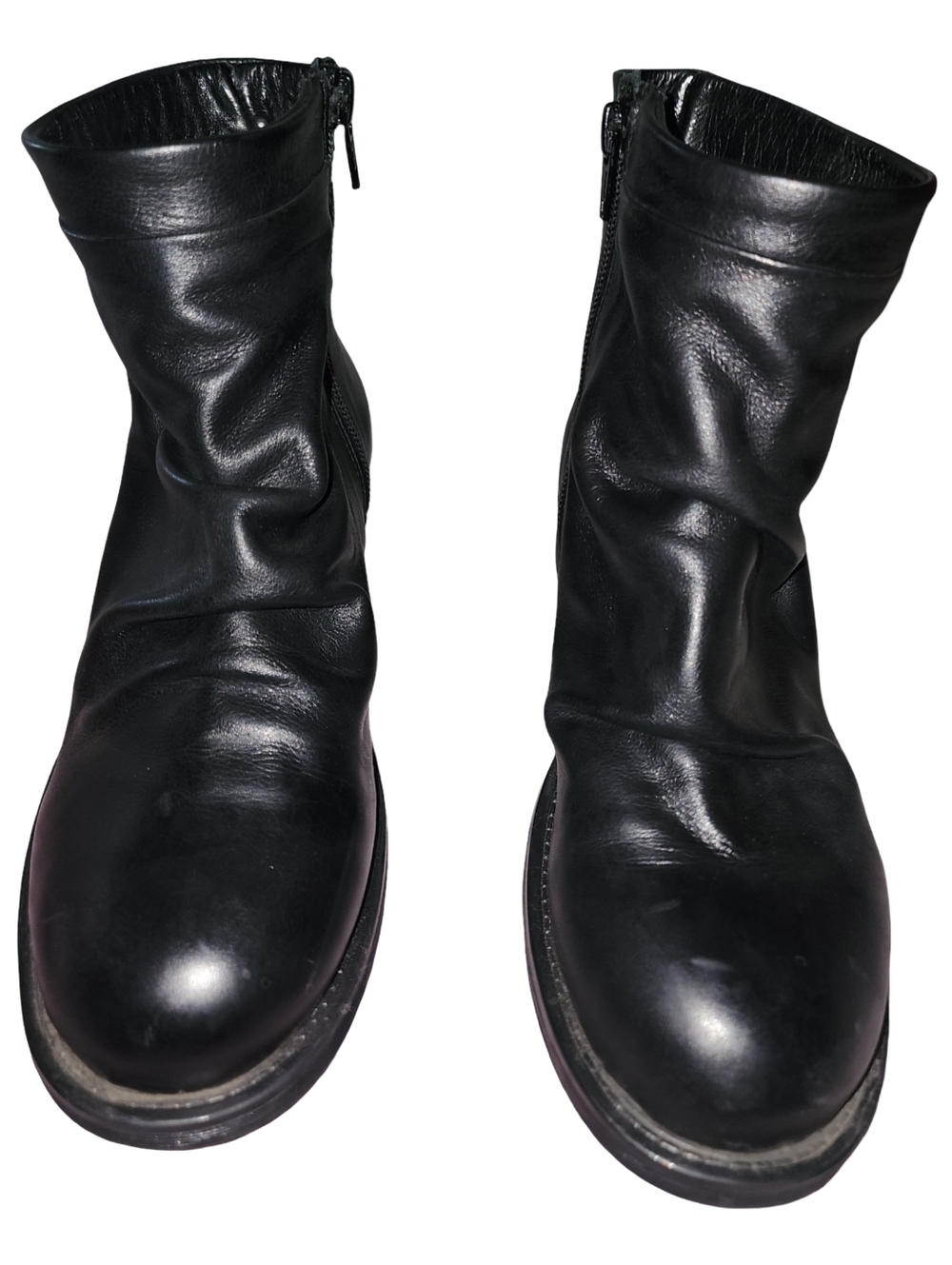 ONAKO Italian Black Leather Slouch Boots Ankle Zip EU 37 US 6.5 - Picture 3 of 7